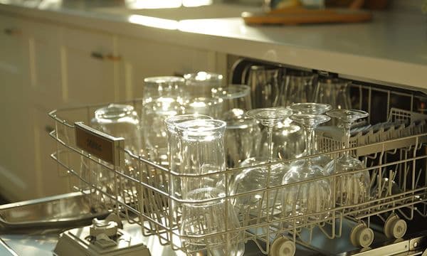Guide - MDA - Dishwashers upper level filled with different types of glasses
