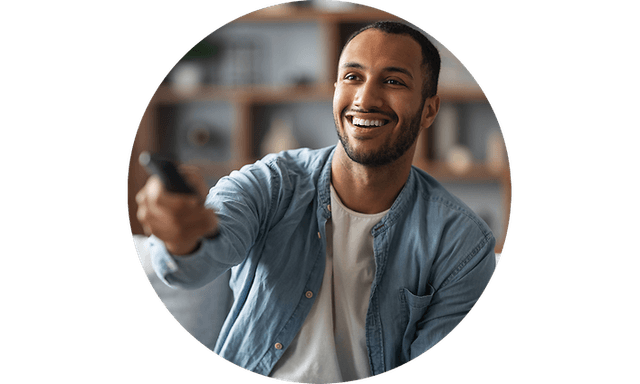 Man with pointing remote