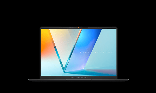 ASUS Vivobook S 14 OLED kannettava tietokone mustalla taustalla