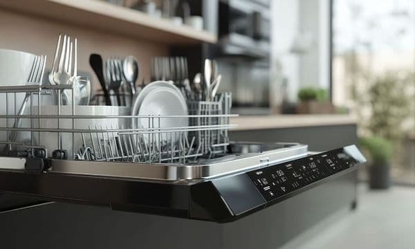A neat and clean dishwasher.