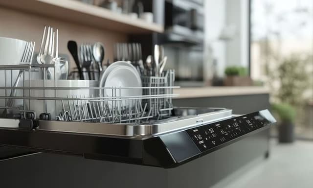 A neat and clean dishwasher.