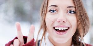 Teenage girl outside in snow