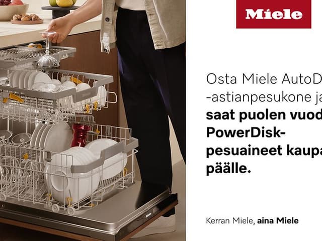 Miele AutoDos PowerDisk yläbanneri - AutoDos-järjestelmä ja integroitu PowerDisk-pesuainekiekko