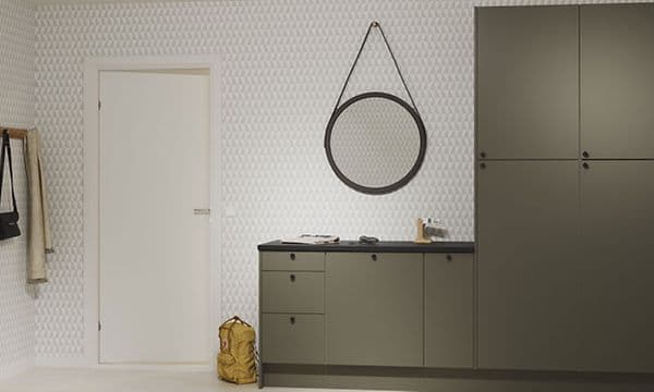 Epoq Trend Sage wardrobe and a round mirror a hall way