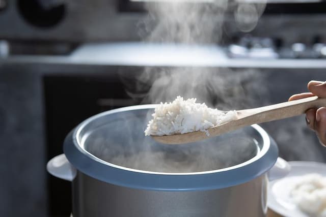 Rice Cooker - Scooping freshly cooked rice from a rice cooker
