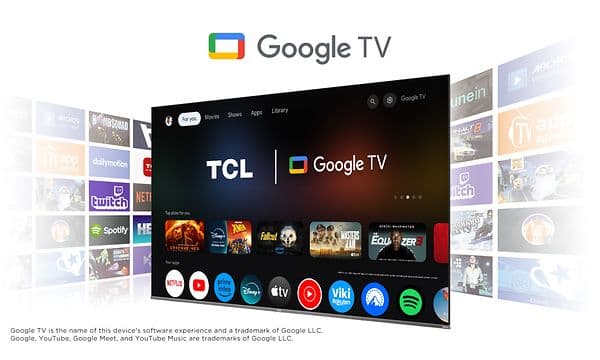 TV'et TCL MQLED85 (2024): Illustration med indhold fra Google TV