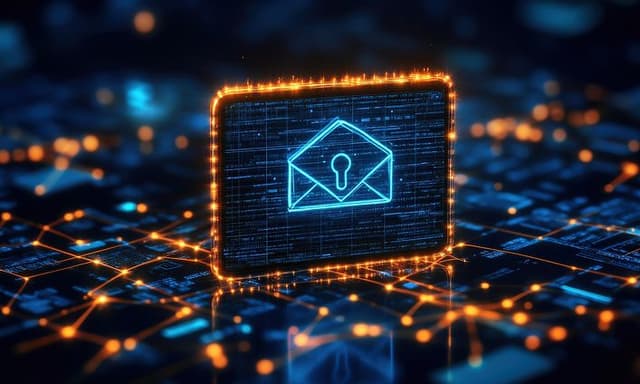Stiliseret digital repræsentation af cybersikkerhed i forhold til Elgiganten gavekort