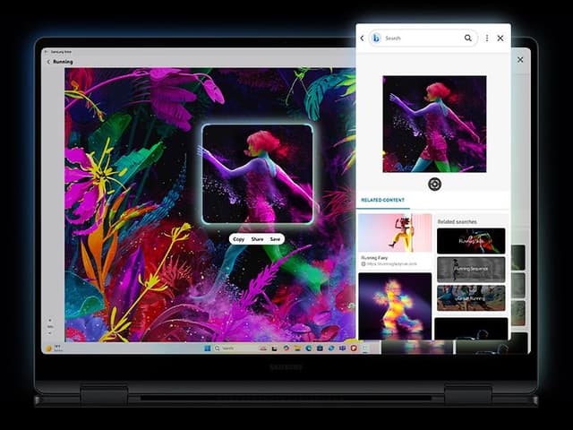 Samsung Galaxy Book5 Pro 360 med AI på skærmen