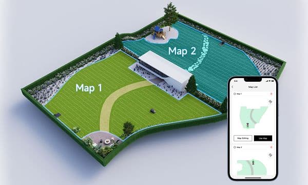 Mova lawn mower with Dual Mapping Function