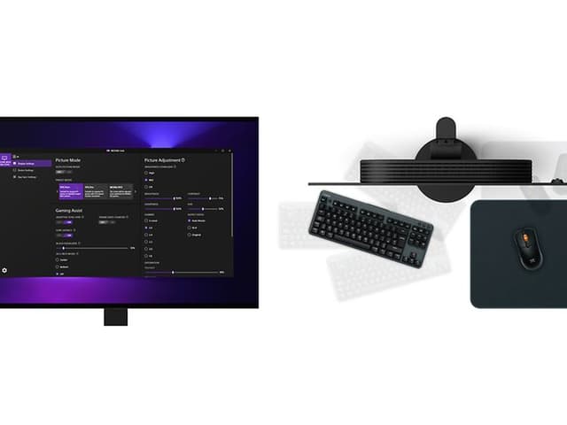 Setup and Sony Inzone monitor M10S with its DisplayPort 2.1 and two HDMI 2.1 ports