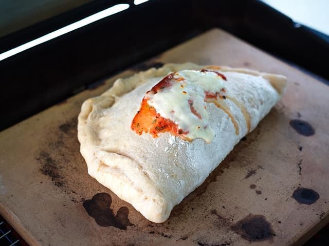 calzone on pizza stone