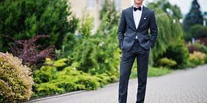 Boy dressed up in suit for celebration day