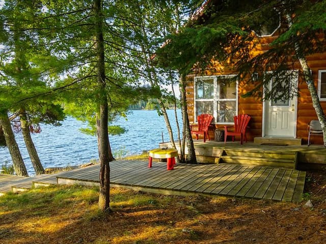 cabin by lake