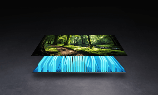 Illustration af Samsung QN70F TV's Quantum Matrix Technology Slim