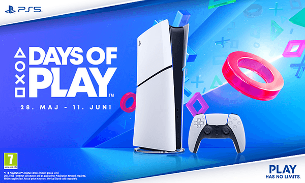 PlayStation 5 på banner med teksten: "DAYS OF PLAY"