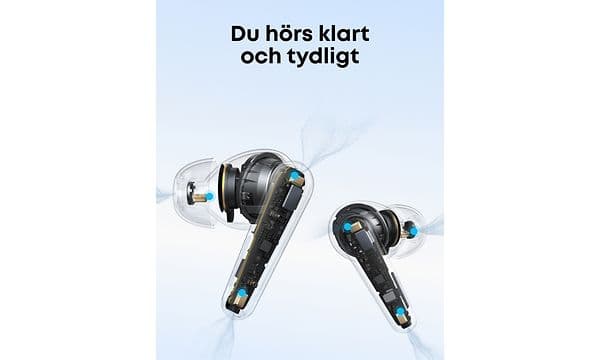 Soundcore Liberty 5 with text about clear sound