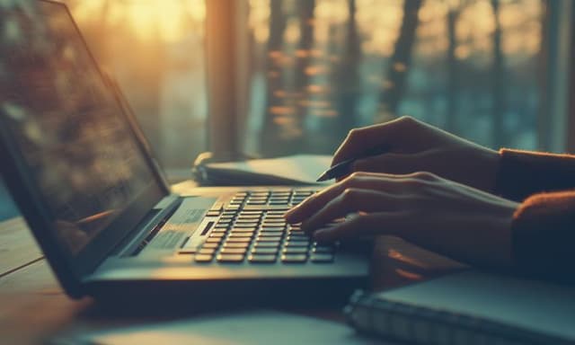 Woman typing on a computer keyboard