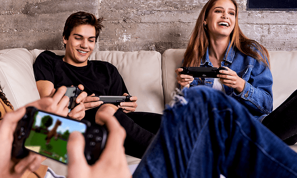 Backbone-3 people playin on mobiles in sofa