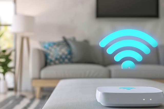 Illustreret Wi-Fi-logo oven på et stuebord