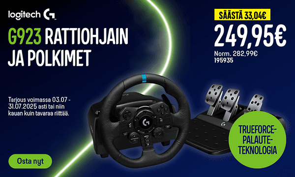 Logitech G923 Rattiohjain Ja Polkimet