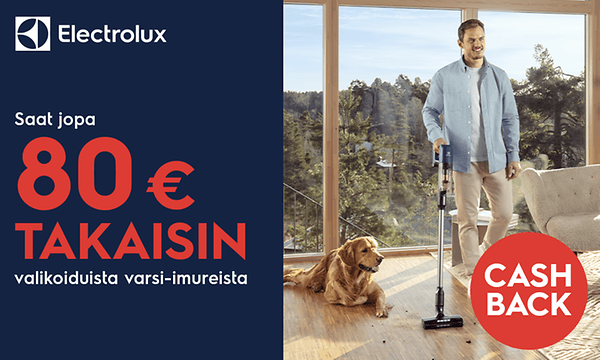 Electrolux-kampanja: Cashback-palautus valikoiduista Electrolux-pölynimureista