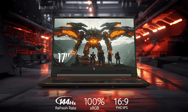 Sharp 17” Display with a high refresh rate for smooth visuals