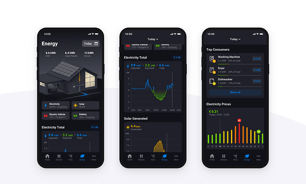 Demonstration af Homey Pro app på telefon