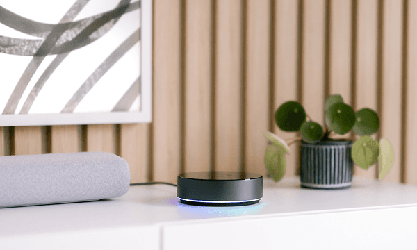 Homey Pro next to soundbar