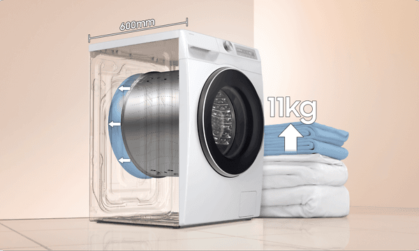 Samsung vaskemaskine - illustration af rummelighed og design