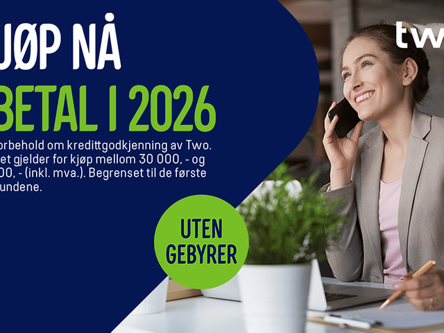 Finansiering med Two - kjøp nå til bedriften, betal i 2026