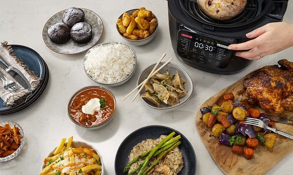 Different foods cooked in the Multicook Actifry multicooker