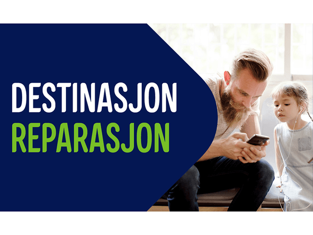 Banner med tekst; Destinasjon reparasjon
