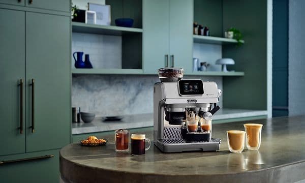 DeLonghi La Specialista Touch espresso machine and hot and cold coffee drinks