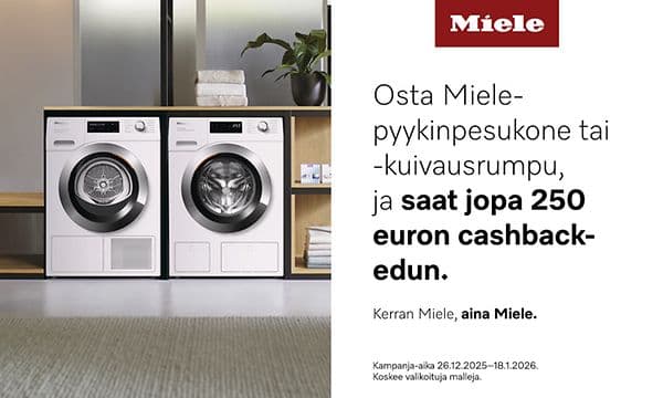 Miele-pesukoneet ja -kuivausrummut – Cashback-kampanja!