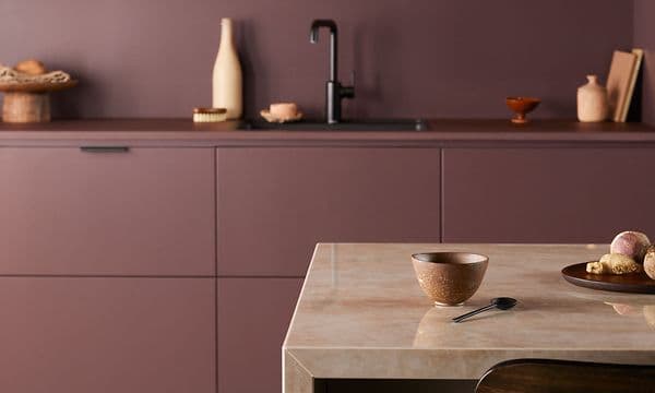 Epoq - Dekton worktop in a purple Epoq kitchen
