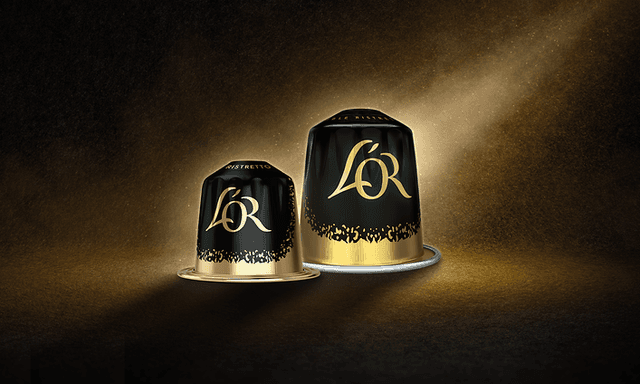 L'Or kaffekapsler i to forskellige størrelser