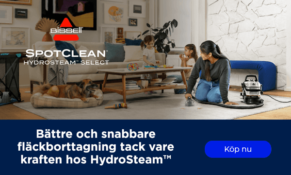 Kvinna rengör matta med Bissell Hydrostream