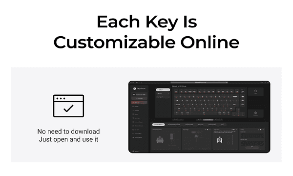Keychron-tastatur med justerbare taster i nettleser