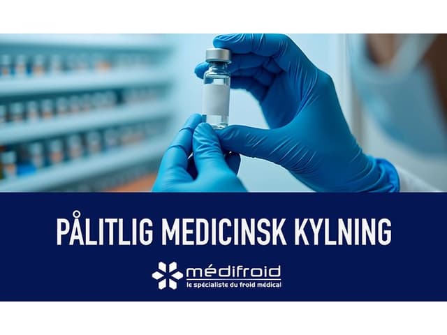 Medifroid-banner med texten "Pålitlig medicinsk kylning"