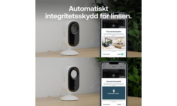 Illustrerar linsskyddet på övervakningskameran från Arlo