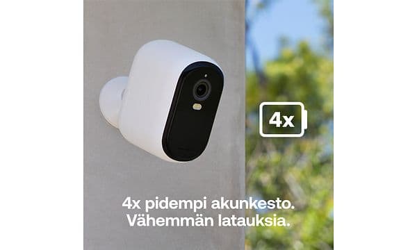 Arlo Essential 3 XL 2K -valvontakamera ja 4 kertaa pidempi akun kesto