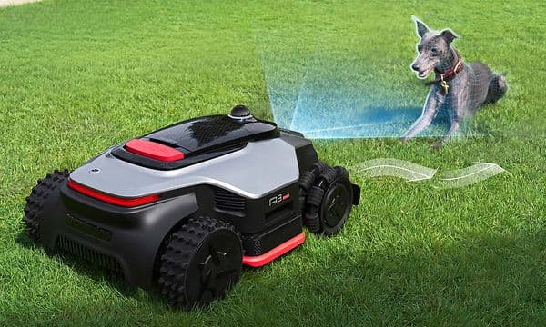 Dreame A3 AWD Pro robotplæneklipper registrerer en hund på plænen