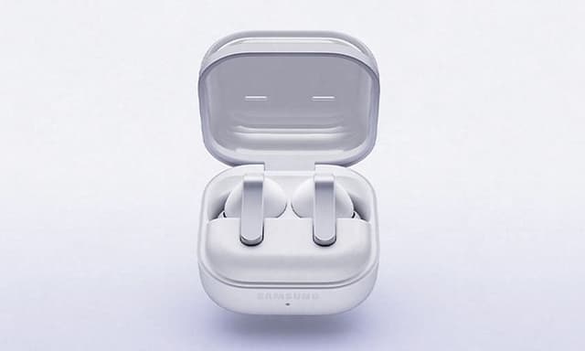 Buds4 Pro -nappikuulokkeet latauskotelossa, jonka kansi on auki