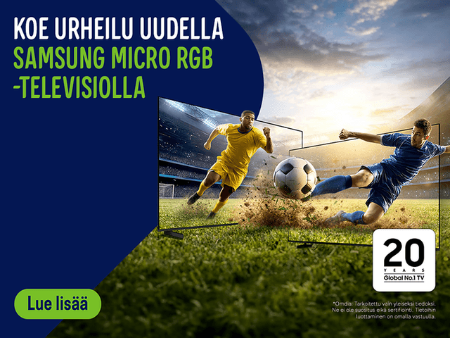 Koe urheilu uudella Samsung micro rgb -televisiolla