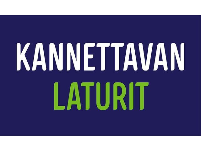 Teksti Kannettavan laturit sinisellä pohjalla