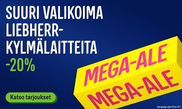 Gigantin Mega-alessa suuri valikoima Liebherr-kylmälaitteita -20%.
