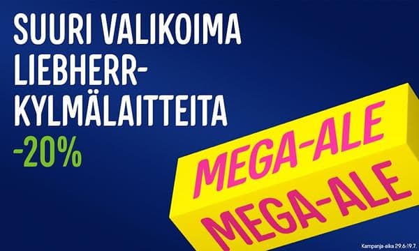 Gigantin Mega-alessa suuri valikoima Liebherr-kylmälaitteita -20%.