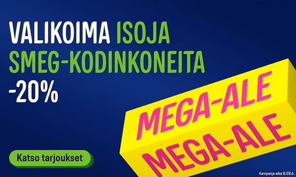 Gigantin mega-alessa valikoima isoja Smeg-kodinkoneita -20%