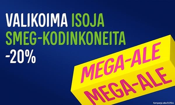 Gigantin mega-alessa valikoima isoja Smeg-kodinkoneita -20%