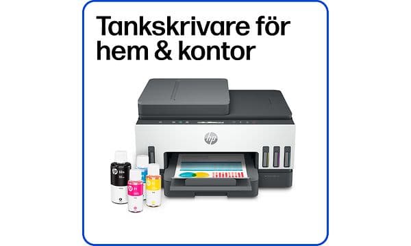 Bild på skrivare och texten "Tankskrivare för hem och kontor"